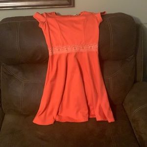 Nina Piu Orange Fit & Flare Dress